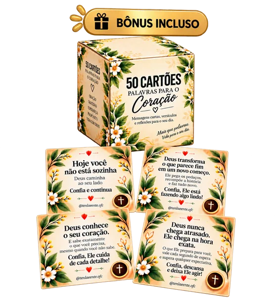 Bônus: 50 Cartões Palavras para o Coração, mensagens curtas, versículos e reflexões