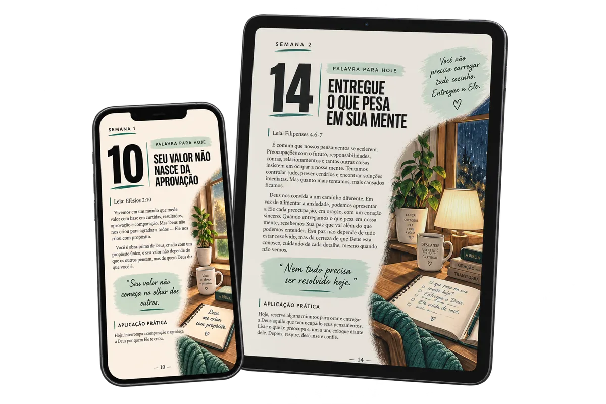 Devocional Jesus, Meu Terapeuta aberto no celular e no tablet